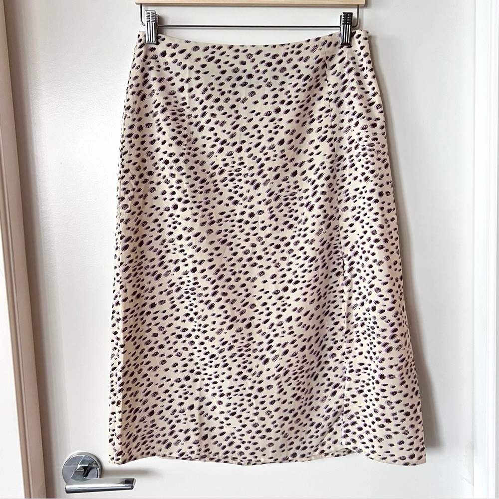 Kittenish Cream and Black Spotted A-Line Skirt